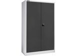 Schäfer Shop Select Materialschrank MSI 2512, 5 Ordnerhöhen, 4 Zwischenböden, Zylinderschloss, B 1200 x T 500 x H 1935 mm, weißaluminum RAL 9006/anthrazitgrau RAL 7016