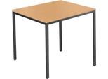 Schäfer Shop Pure Stahlrohrtisch, Rechteck, Quadratrohrfuß, B 800 x T 700 x H 720 mm, Buche/schwarz