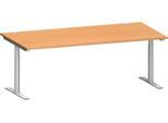 Schäfer Shop Genius Schreibtisch MODENA FLEX, T-Fuß-Rundrohr, B 2000 x T 1000 mm, buche/weißalu