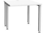 Schäfer Shop Genius Schreibtisch MODENA FLEX, 4-Fuß-Quadratrohr, verkürzte Seitenteile, B 800 mm, weiß