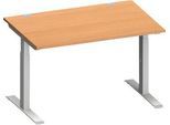 Schäfer Shop Genius Schreibtisch MODENA FLEX, Rechteck, T-Fuß Rechteckrohr, B 1200 x T 800 x H 650-850 mm, Buche/weißalu