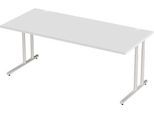 Schäfer Shop Select Schreibtisch COMBITEC, Rechteck, C-Fuß, B 2000 x T 1000 x H 677-817 mm, lichtgrau/weißaluminium