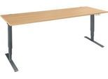 Schäfer Shop Genius Schreibtisch AERO FLEX, elektrisch höhenverstellbar, Rechteck, T-Fuß, B 2000 mm, Buche/anthrazit + Memorypanel