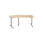 Schäfer Shop Genius Winkelschreibtisch AERO FLEX, elektrisch höhenverstellbar, 135° Winkel links, B 2165 mm, Ahorn/weißalu + Memorypanel