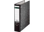 LEITZ® Doppelordner 1092, DIN A5, Rückenbreite 75 mm, Hebelmechanik, Rückenschild & Griffloch, FSC®-zertifiziert, schwarz