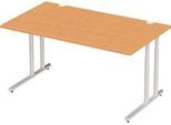 Schäfer Shop Select Schreibtisch COMBITEC, Rechteck, C-Fuß, B 1600 x T 800 x H 677-817 mm, Buche/weißaluminium