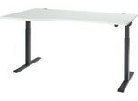 Schäfer Shop Select Schreibtisch ERGO-T 2.0, elektrisch höhenverstellbar, Freiform Ansatz links, T-Fuß, B 1800 x H 715-1205 mm, lichtgrau/anthrazit