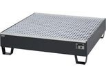 Auffangwanne Schäfer Shop Pure 4/200, mit verzinktem Gitterrost, L 1200 x B 1200 x H 290 mm, unterfahrbar, Stahl, anthrazit RAL 7016