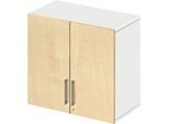 Schäfer Shop Select Aufsatzschrank LOGIN, 2 Ordnerhöhen, Griffe unten, B 800 x T 420 x H 726 mm, weiß/Ahorn Dekor