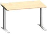 Schäfer Shop Genius Schreibtisch MODENA FLEX, C-Fuß-Rechteckrohr, B 1200 x T 800 mm, Ahorn/weißalu