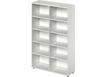 Schäfer Shop Genius Regal TETRIS WOOD, 5 OH, Höhe inkl. Gleiter, B 1200 mm, lichtgrau