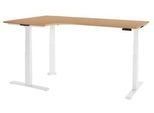 Schäfer Shop Genius Winkelschreibtisch Modena Flex, elektrisch höhenverstellbar, 90° Winkel, T-Fuß, B 2000 mm, Buche/weiß