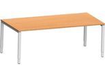 Schäfer Shop Genius Schreibtisch Modena Flex, Rechteck, 4-Fuß Rechteckrohr, B 2000 x T 1000 x H 650-850 mm, Buche/weißaluminium