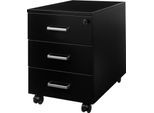 Schäfer Shop Pure Rollcontainer 333, 3 Schübe, abschließbar, Metallgriffe, Feinblech pulverbeschichtet, B 420 x T 600 x H 570 mm, schwarz