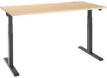 Schäfer Shop Select Schreibtisch ERGO-T 2.0, elektrisch höhenverstellbar, Rechteck, T-Fuß, B 1600 x T 800 x H 640-1300 mm, Ahorn/anthrazit