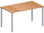 Schäfer Shop Genius Konferenztisch MODENA FLEX, Rechteck, 4-Fuß Rundrohr, B 1400 x T 800 x H 720-840 mm, Buche/weißaluminium RAL 9006