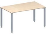 Schäfer Shop Genius Konferenztisch MODENA FLEX, Rechteck, 4-Fuß Quadratrohr, B 1400 x T 800 x H 720-840 mm, Ahorn/weißaluminium RAL 9006