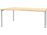 Schäfer Shop Genius Freiformschreibtisch MODENA FLEX, Ansatz links, Ahorn/weißaluminium