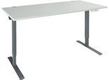 Schäfer Shop Genius Schreibtisch AERO FLEX, elektrisch höhenverstellbar, Rechteck, T-Fuß, B 1200 mm, lichtgrau/anthrazit + Memorypanel