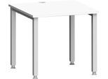 Schreibtisch MODENA FLEX, Quadrat, 4-Fuß Quadratrohr, B 800 x T 800 x H 720-820 mm, weiß/weißaluminium
