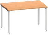 Schäfer Shop Genius Schreibtisch MODENA FLEX, 4-Fuß-Rundrohr, B 1200 x T 800 mm,Buche/weißalu
