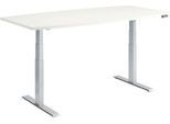 Schäfer Shop Genius Konferenztisch MODENA FLEX, elektrisch höhenverstellbar, Boot, T-Fuß, B 2000 x H 645-1290 mm, weiß/weißalu