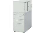 Schäfer Shop Genius Standcontainer mit Aufsatzschrank inkl. Schiebetür, komplett abschließbar, runder Griff, lichtgrau