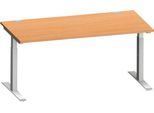 Schäfer Shop Genius Schreibtisch MODENA FLEX, Rechteck, T-Fuß Rechteckrohr, B 1600 x T 800 x H 650-850 mm, Buche/weißalu