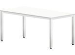 Schreibtisch Bexxstar, Rechteck, 4-Fuß Quadratrohr, B 1600 x T 800 x H 740 mm, weiß/chromsilber
