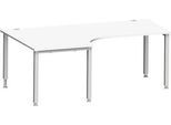 Schäfer Shop Genius Winkelschreibtisch MODENA FLEX 90°, Ansatz links, 4-Fuß-Quadratrohr, B 2000 mm, weiß/weiß