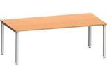 Schreibtisch MODENA FLEX, Rechteck, 4-Fuß Quadratrohr, B 2000 x T 1000 x H 720-820 mm, Buche/weißaluminium