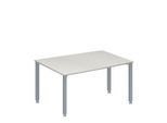 Schäfer Shop Genius Konferenztisch MODENA FLEX, Tonne, 4-Fuß Quadratrohr, B 1400 x T 1000/800 x H 720-840 mm, lichtgrau/weißaluminium RAL 9006