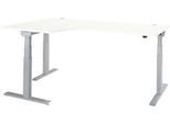 Schäfer Shop Select Winkelschreibtisch ERGO-T 2.0, elektrisch höhenverstellbar, 90° Winkel links, T-Fuß, B 2000 mm, weiß/weißalu