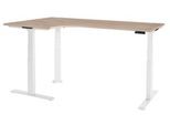 Schäfer Shop Genius Winkelschreibtisch Modena Flex, elektrisch höhenverstellbar, 90° Winkel, T-Fuß, B 2000 mm, Eiche/weiß