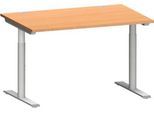 Schäfer Shop Genius Schreibtisch MODENA FLEX, T-Fuß-Rundrohr, B 1200 x T 800 mm, buche/weißalu