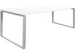 Schäfer Shop Genius Schreibtisch Modena Flex, höheneinstellbar, Rechteckform, Bügelfuß, Breite 2000 mm, weiß