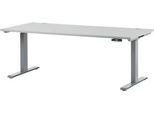 Schäfer Shop Genius Schreibtisch MODENA FLEX, elektrisch höhenverstellbar, Rechteck, T-Fuß, B 1800 x T 800 mm, lichtgrau/weißalu