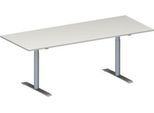 Schäfer Shop Genius Konferenztisch MODENA FLEX, Rechteck, T-Fuß Rundrohr, B 2000 x T 800 x H 650-850 mm, lichtgrau/weißaluminium RAL 9006