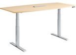 Schäfer Shop Genius Konferenztisch MODENA FLEX, 6-fach Anschluss, elektrisch höhenverstellbar, Boot, B 2000 mm, Ahorn/weißalu
