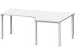 Schäfer Shop Genius Winkelschreibtisch MODENA FLEX 90°, Ansatz rechts, T-Fuß-Rundrohr, B 2000 mm, lichtgrau