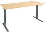 Schäfer Shop Genius Schreibtisch AERO FLEX, elektrisch höhenverstellbar, Rechteck, T-Fuß, B 1800 mm, Ahorn/anthrazit + Memorypanel