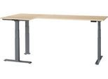 Schäfer Shop Genius Winkelschreibtisch Modena Flex, elektrisch höhenverstellbar, 90° Winkel beidseitig, B 2000 x T 1600 mm, Ahorn/anthrazit