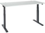 Schäfer Shop Select Schreibtisch ERGO-T 2.0, elektrisch höhenverstellbar, Rechteck, T-Fuß, B 1600 x T 800 x H 640-1300 mm, lichtgrau/anthrazit