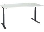 Schäfer Shop Select Schreibtisch ERGO-T 2.0, elektrisch höhenverstellbar, Freiform Ansatz rechts, T-Fuß, B 1800x H 640-1300 mm, lichtgrau/anthrazit