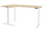 Schäfer Shop Genius Winkelschreibtisch Modena Flex, elektrisch höhenverstellbar, 90° Winkel, T-Fuß, B 2000 mm, Ahorn/weiß