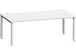 Schreibtisch MODENA FLEX, Rechteck, 4-Fuß Quadratrohr, B 2000 x T 1000 x H 720-820 mm, lichtgrau/weißaluminium