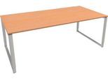Schäfer Shop Genius Schreibtisch Modena Flex, höheneinstellbar, Rechteckform, Bügelfuß, Breite 2000 mm, Buche-Dekor