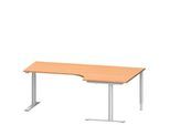 Schäfer Shop Genius Winkelschreibtisch MODENA FLEX 90°, Ansatz rechts, C-Fuß-Rundrohr, B 2000 mm buche/weiß