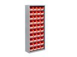 Magazinregal, 1690 mm hoch, 9 Böden, 40 Sichtlagerkästen SSI Schäfer Serie PROFI LF 221, lichtgrau