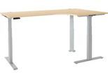 Schäfer Shop Genius Winkelschreibtisch Modena Flex, elektrisch höhenverstellbar, 90° Winkel, T-Fuß, B 2000 mm, Ahorn/weißalu